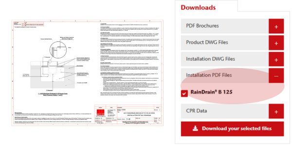 Image to show where installation sheet downloads are downloads are